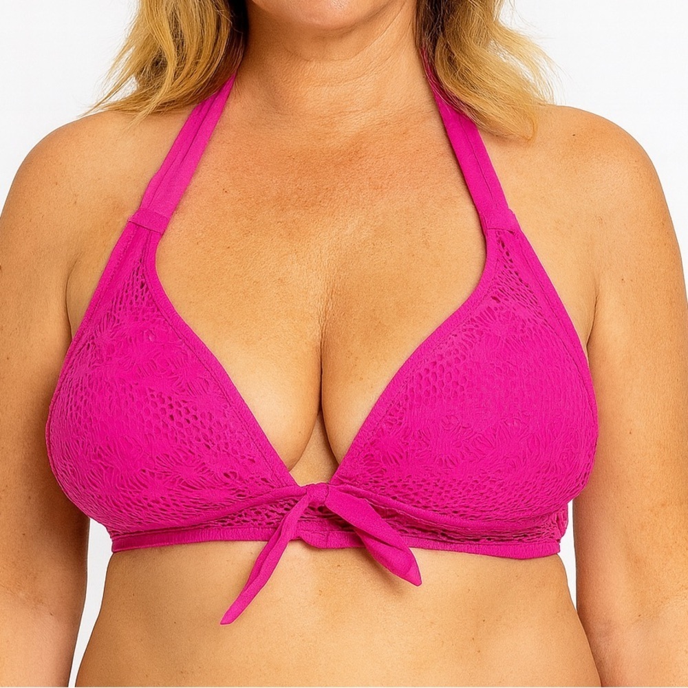 BECCA Bright Pink Lace Bikini Top